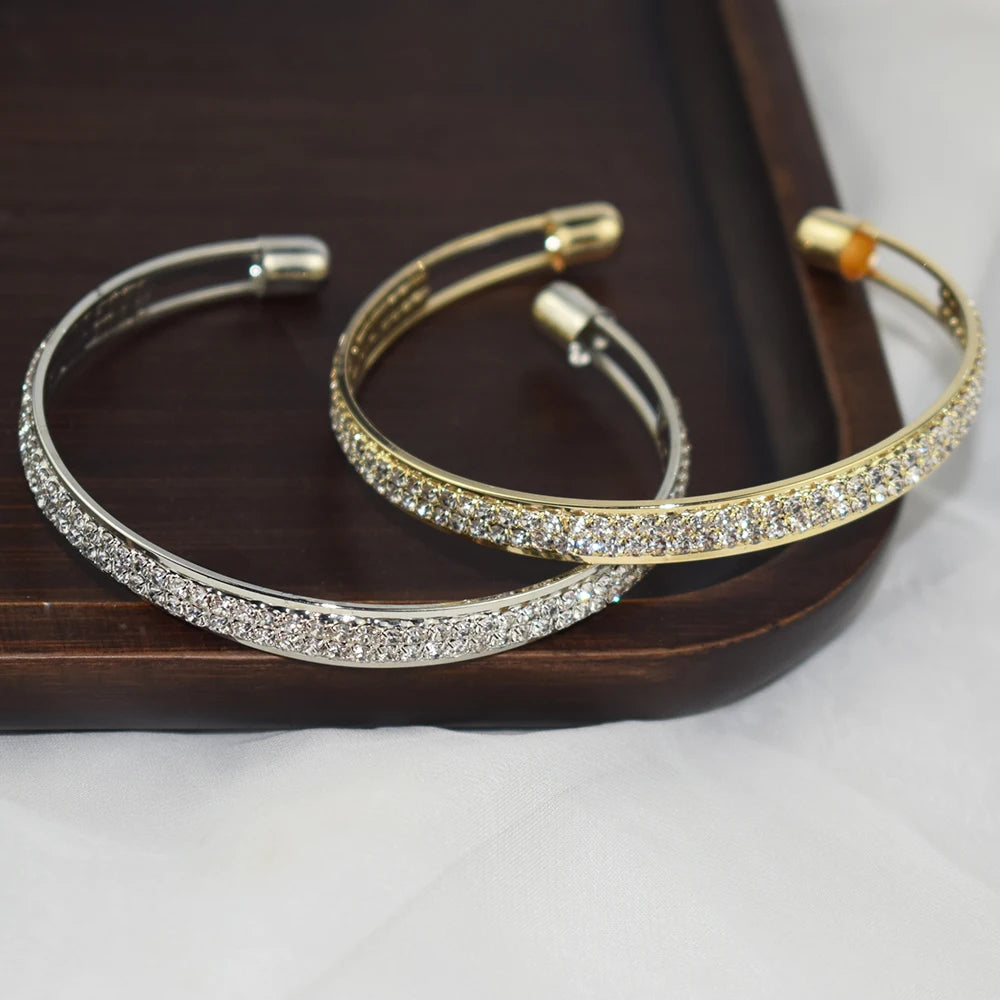 Moonegg choice Elegant Crystal Cuff Gold Silver Color Bridal Bracelet Lady Bracelet