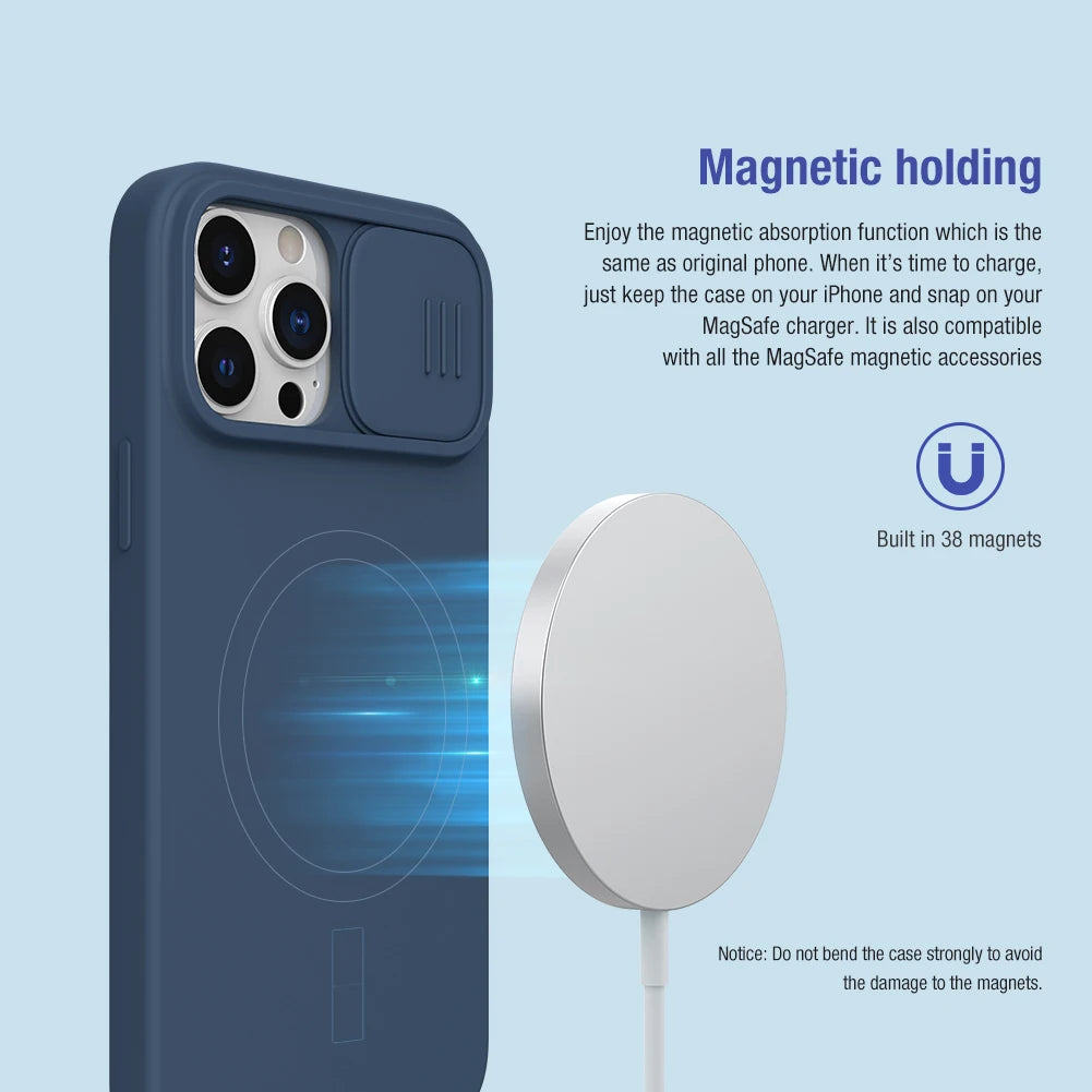 Moonegg choice, For iPhone 13 Pro Max Magnetic Case,CamShield Silky Liquid Silicone Slide Camera Protection Cover For iPhone 13 /13 Pro