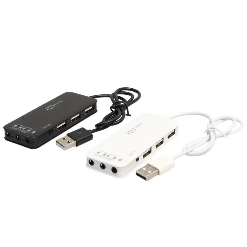 Moonegg choice 3 Port USB Hub with External 7.1 Channel Sound Card Headset Microphone Adapter USB Hub 2.0