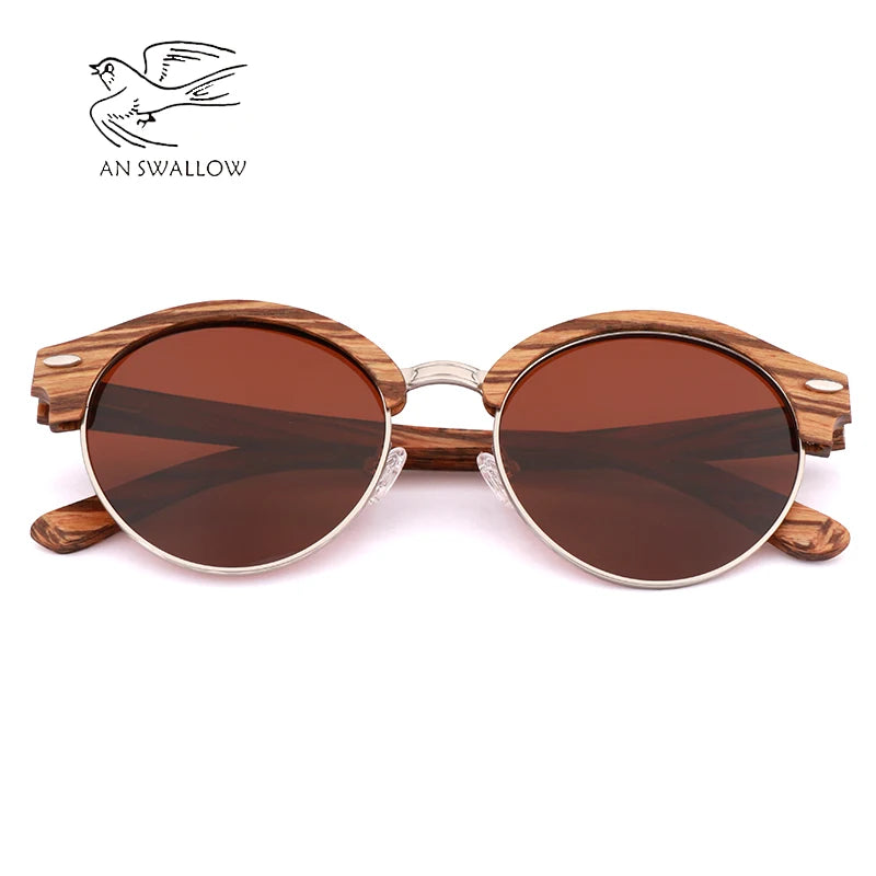 Mooonegg choice Classic Sunglasses Men's Retro Wooden Frame Glasses Polarized