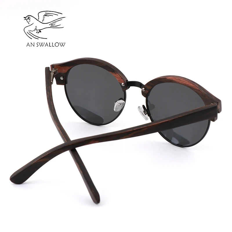 Mooonegg choice Classic Sunglasses Men's Retro Wooden Frame Glasses Polarized