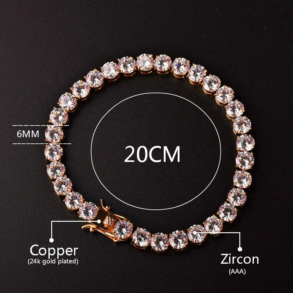 Moonegg choice Bubble Letter 4mm Mens AAA Cubic Zirconia Tennis Bracelet Chain Hip Hop