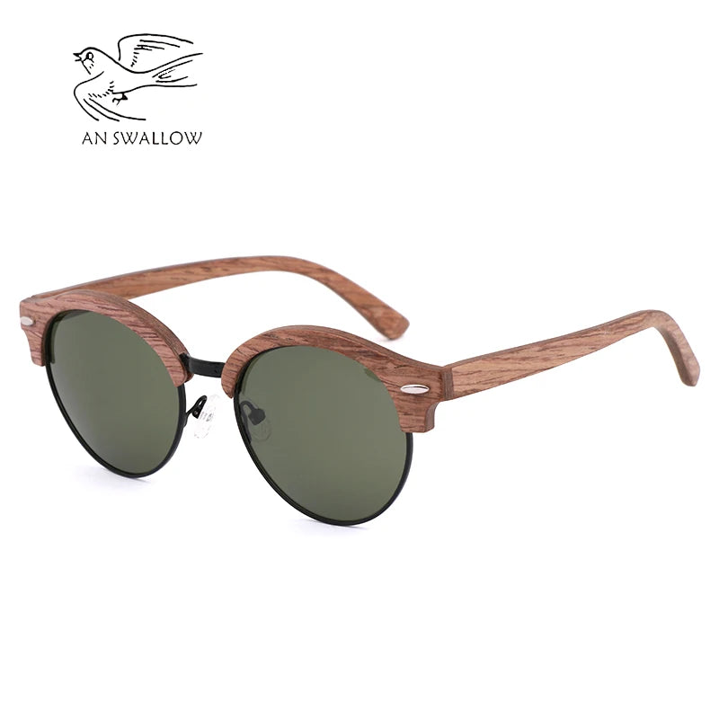 Mooonegg choice Classic Sunglasses Men's Retro Wooden Frame Glasses Polarized